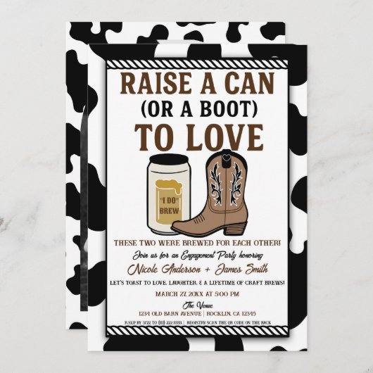 "私も飲む"カントリーウェスタンエンゲージメントパーティー 招待状 (正面/裏面)