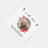 私も 赤いハート 犬の写真 結婚式 スタンダードランチョンナプキン (角)