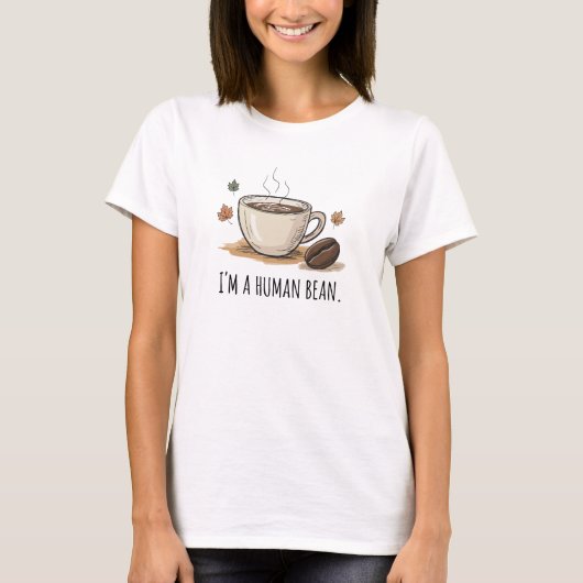 私よくはしゃぐは人間の豆だ – 豆と紅葉 Tシャツ (正面)