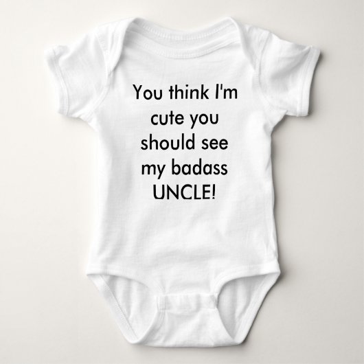 私をかわいいです…会います私の叔父さんに考えます ベビーボディスーツ (正面)