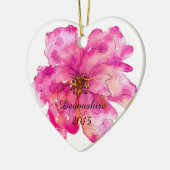 私をかわいらしいピンクのクリスマス絵を描いて下さい セラミックオーナメント (左)