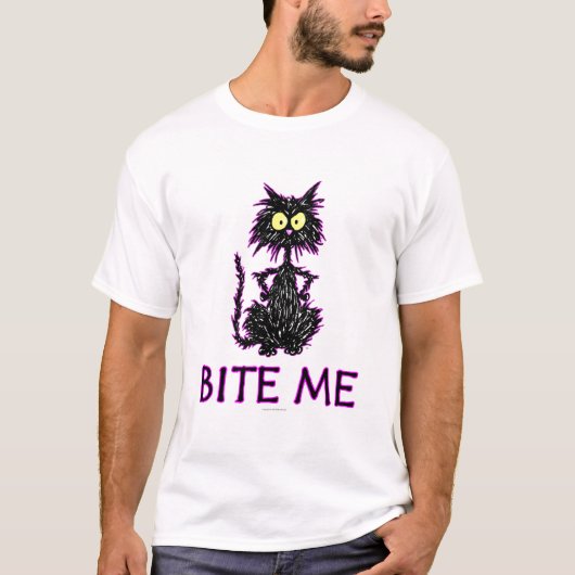 私をかんで下さい! 猫のギフトのデザイン Tシャツ (正面)