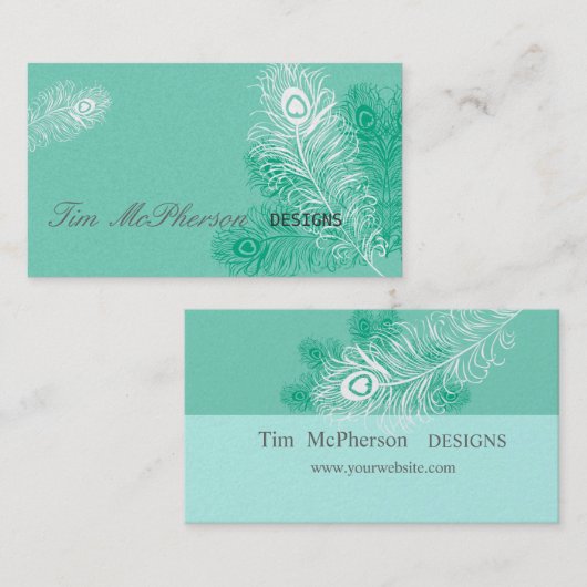 私をくすぐって下さい!  海緑のミントの孔雀の羽のフェスティバル 名刺 (正面/裏面)