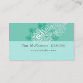 私をくすぐって下さい!  海緑のミントの孔雀の羽のフェスティバル 名刺 (裏面)