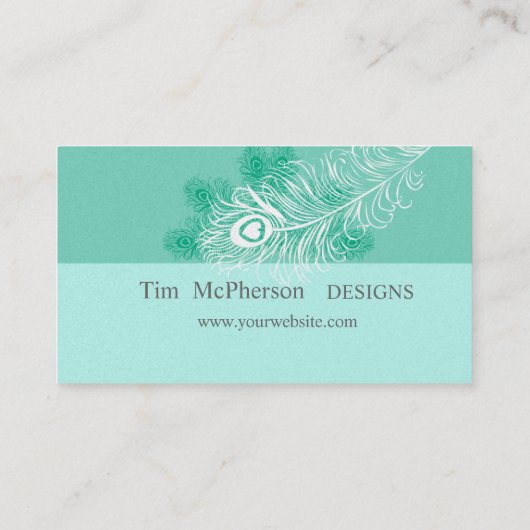 私をくすぐって下さい!  海緑のミントの孔雀の羽のフェスティバル 名刺 (裏面)