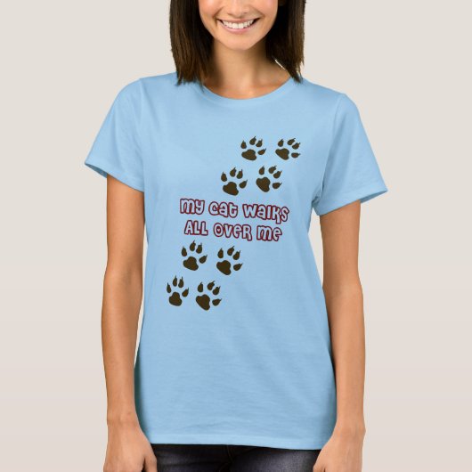 私をくまなく私の猫歩行 Tシャツ (正面)