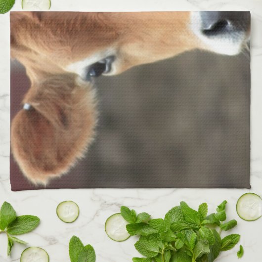 私をですジャージーかわいらしい牛考えません キッチンタオル (折り畳み)