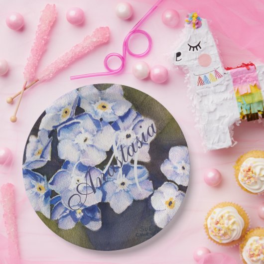 私をない花のパーティーのモノグラム忘れて下さい ペーパープレート (パーティー)