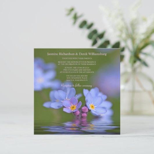 私をない花の写真の結婚式招待状忘れて下さい 招待状 (スタンド正面)