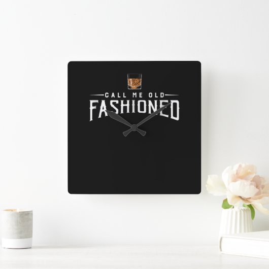 私をオールドウィスキーと呼ファッションドぶ スクエア壁時計 (ホーム)