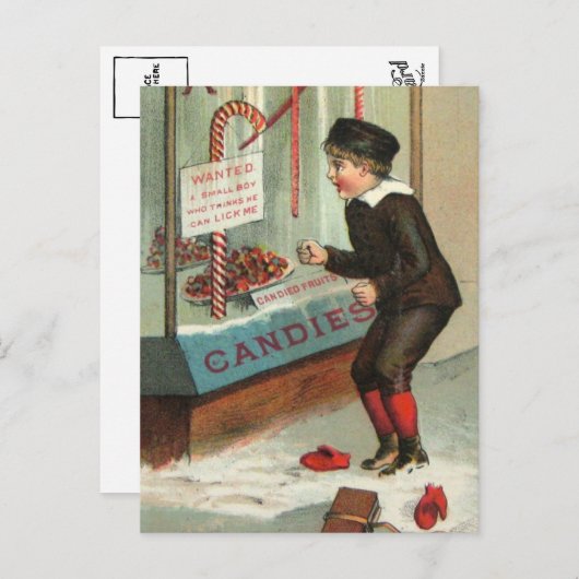 私をキャンディ・ケーンのユーモアのヴィンテージのクリスマスの冗談舐めて下さい シーズンポストカード (正面/裏面)