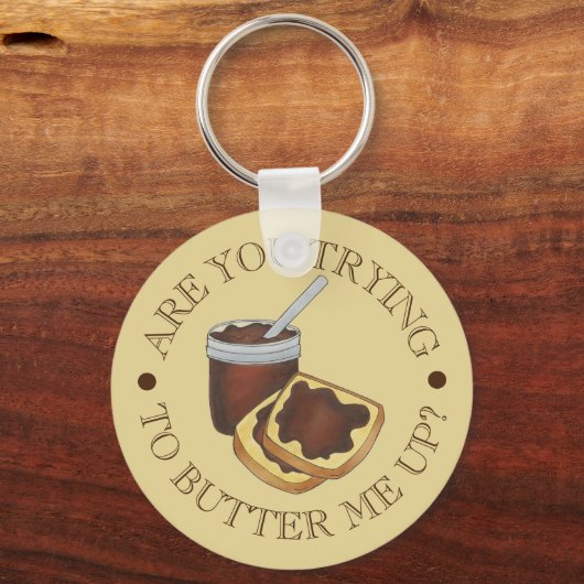 私をグルメのリンゴにバターを塗おもしろいる気か キーホルダー (正面)