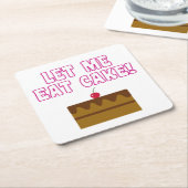 私をケーキを食べることを許可して下さい スクエアペーパーコースター (アングル)