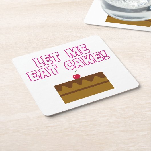 私をケーキを食べることを許可して下さい スクエアペーパーコースター (アングル)