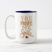 私をコーヒー・マグ-微笑させます ツートーンマグカップ (左)