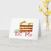 私をバースデー・カード、男女のおもしろいなセクシー食べて下さい カード (黄色い花)