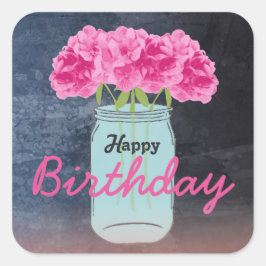 私をピンクの誕生日の花束のステッカー着色して下さい スクエアシール