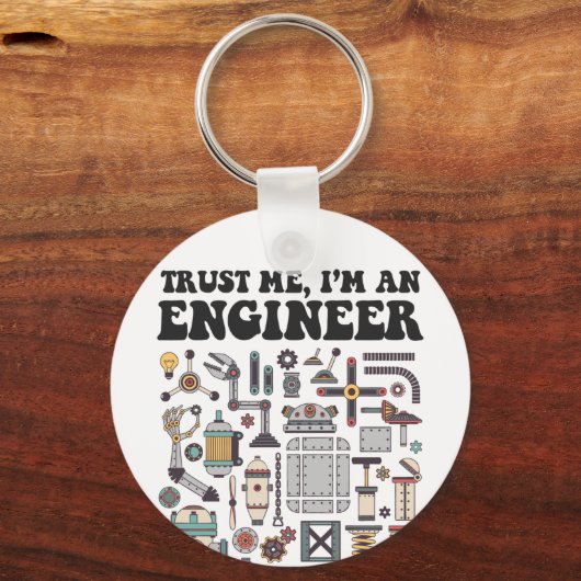 私を信じて、私はエンジニア キーホルダー (正面)