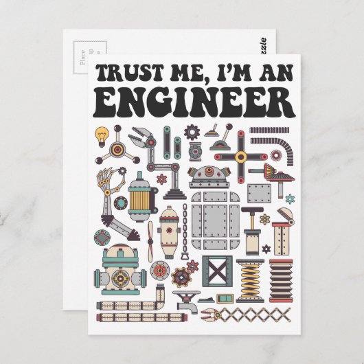 私を信じて、私はエンジニア ポストカード (正面/裏面)