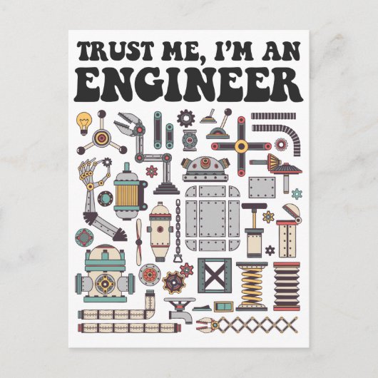 私を信じて、私はエンジニア ポストカード (正面)