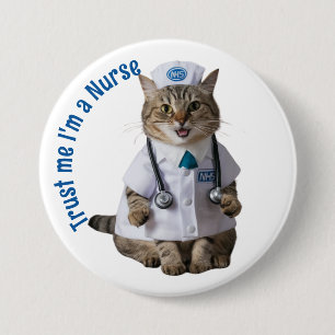 私を信じてNHSのナース、かわいい猫医師 缶バッジ