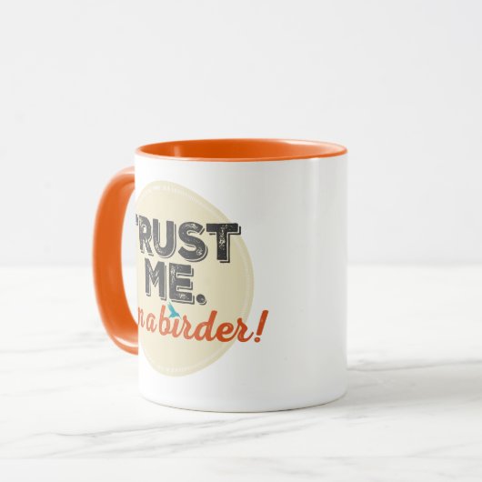 私を信頼して下さい。 私は鳥類捕獲人です! 紋章 マグカップ (正面左)