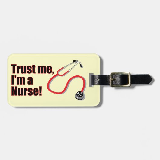 私を信頼する私はナースおもしろい聴診器ラゲージタグ ラゲッジタグ (正面横)