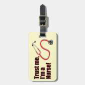 私を信頼する私はナースおもしろい聴診器ラゲージタグ ラゲッジタグ (正面縦)