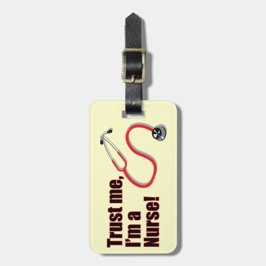 私を信頼する私はナースおもしろい聴診器ラゲージタグ ラゲッジタグ (正面縦)
