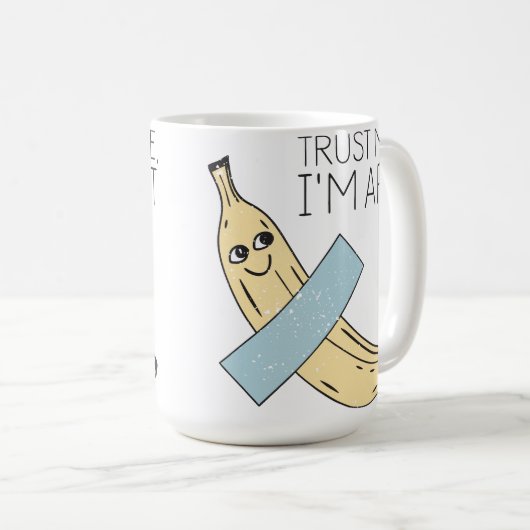 私を信頼する私は芸術である、バナナとテープ コーヒーマグカップ (正面右)