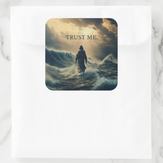 私を信頼 – イエスキリスト引用文キリスト信仰 スクエアシール (バッグ)