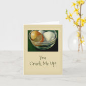 私を割ります! 割れた卵、笑い声への感謝 カード (黄色い花)