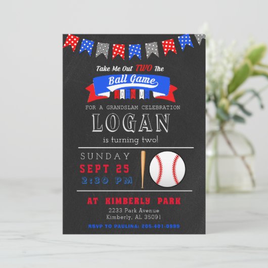 私を取り出す2つのボールゲーム誕生日招待状 招待状 (スタンド正面)