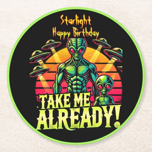 私を取る既に鮮やかな宇宙の出会いここで始まる ラウンドペーパーコースター (正面)