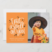 私を呪って オレンジ ハロウィン フォト カード (正面)