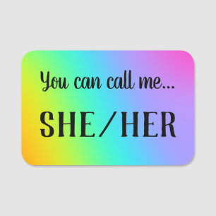 「私を呼んで…「He/Her」の代名詞 名札