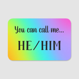 「私を呼んで…He/Him" PIN Nameタグを発音 名札