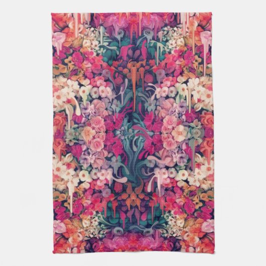 私を多分愛しま、花パターンを溶かします キッチンタオル (縦)