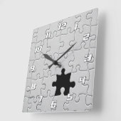 「私を完成させる」ロマンチックなモノクロジグソーパズル スクエア壁時計 (傾斜)