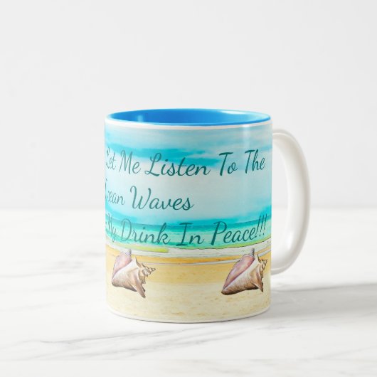 私を平和ビーチのテーマのマグの私の飲み物を持つことを許可して下さい ツートーンマグカップ (正面右)