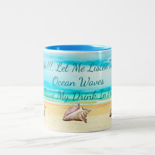 私を平和ビーチのテーマのマグの私の飲み物を持つことを許可して下さい ツートーンマグカップ (中央)