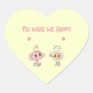 私を幸せにする!Happy Brain and Flower ハートシール
