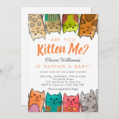 私を引っ掛けてくれるの？Kitty Cats Neutralベビーシャワー 招待状 (正面/裏面)