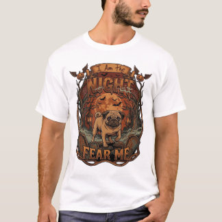 私を怖がらせて パグ ハロウィン 月 夜 Tシャツ