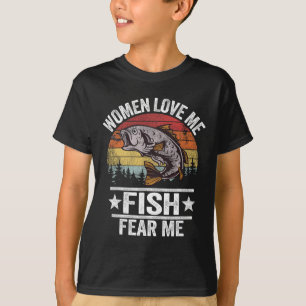 私を愛しなさい魚を、男たちを怖がりなさい フィッシャー ヴィンテージ 面白い魚 Tシャツ