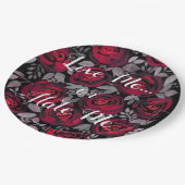 私を愛しなさい。バラ、赤、赤いバラ、水色、pri ペーパープレート (アングル)