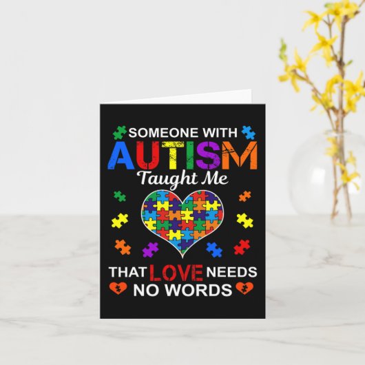 私を愛する教え自閉症の人は言葉を必要としない カード (黄色い花)