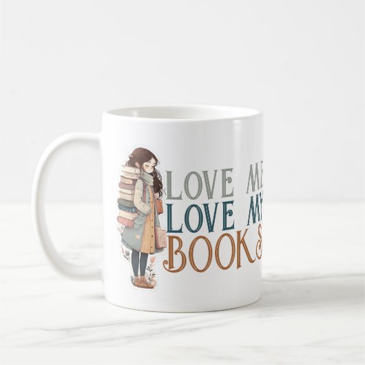 私を愛する私の本を愛するバックパックパーソナライズされた コーヒーマグカップ (左)