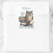 私を愛する私の本を愛するフクロウ蔵書票 スクエアシール (バッグ)