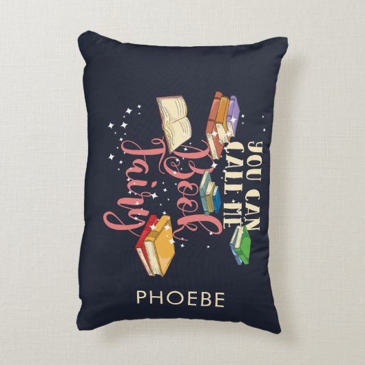 私を本の妖精の本の虫と呼ぶことができるパーソナライズされた アクセントクッション (裏面(縦))